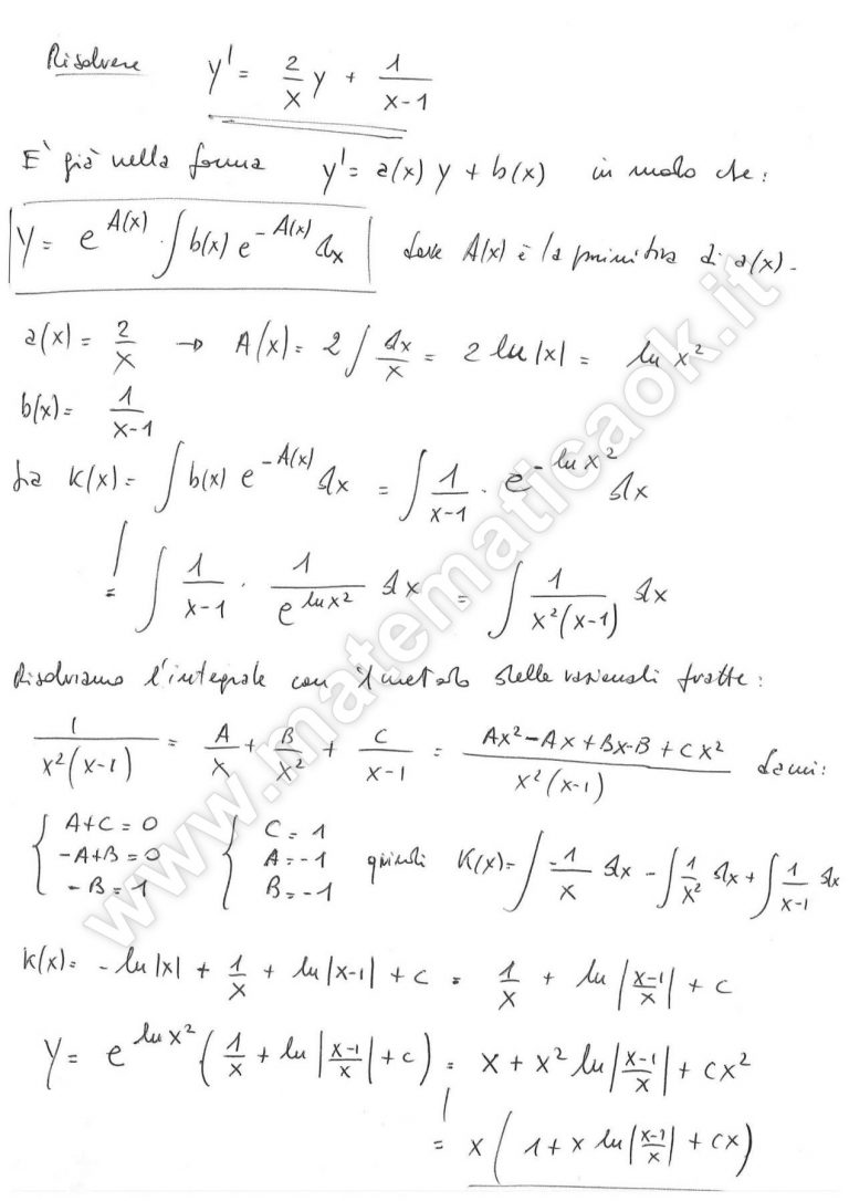 Equazioni Differenziali Lineari Del Primo Ordine