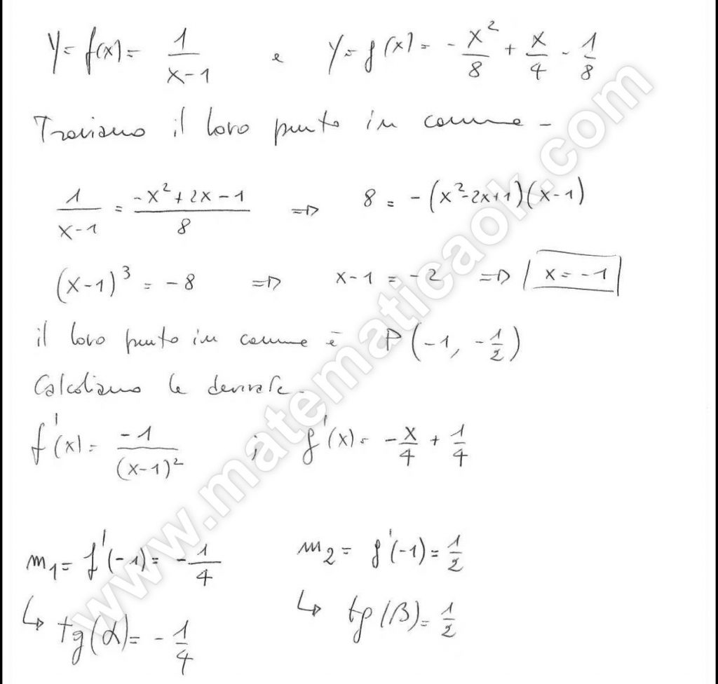Derivate: angolo compreso tra 2 curve date
