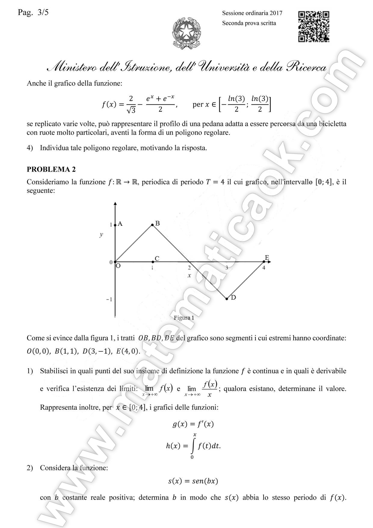 Maturità scientifica 2017 – testo e soluzioni problemi – μatematicaÎk Problemi con soluzioni