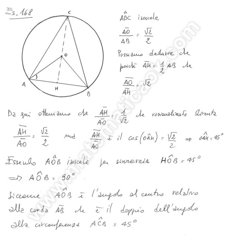 Triangolo Isoscele Inscritto In Una Circonferenza Formule